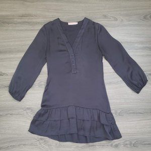 Bangs & Lipstick Long Sleeve Ruffle Mini Dress Navy Blue Size Small